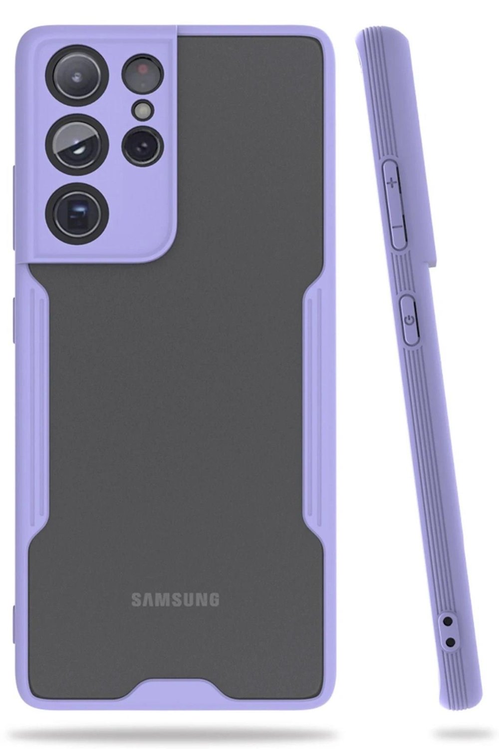 Mey İthalat®  Samsung Galaxy S21 Ultra Kılıf Platin Silikon - Lila