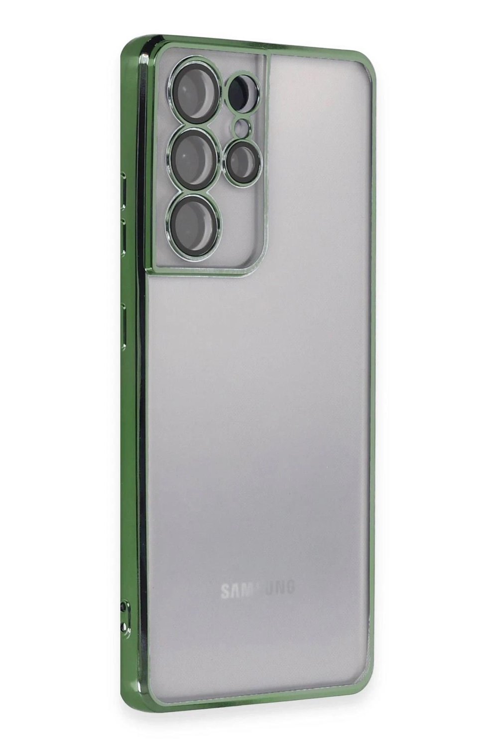 Mey İthalat®  Samsung Galaxy S21 Ultra Kılıf  Lensli Silikon - Yeşil