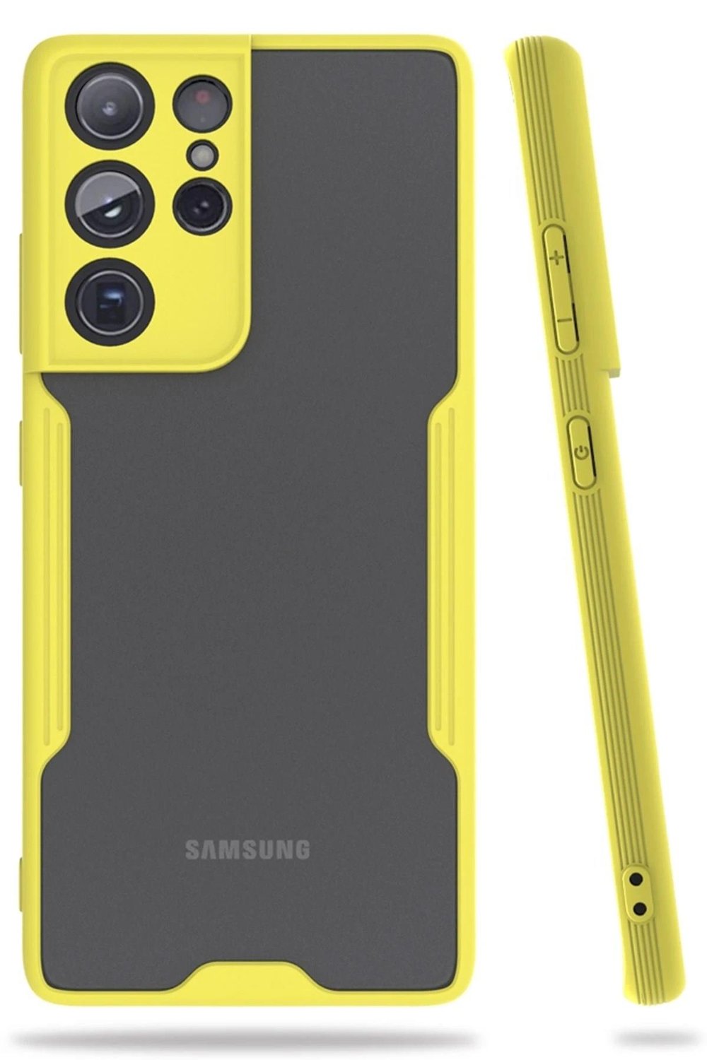 Mey İthalat®  Samsung Galaxy S21 Ultra Kılıf Platin Silikon - Sarı