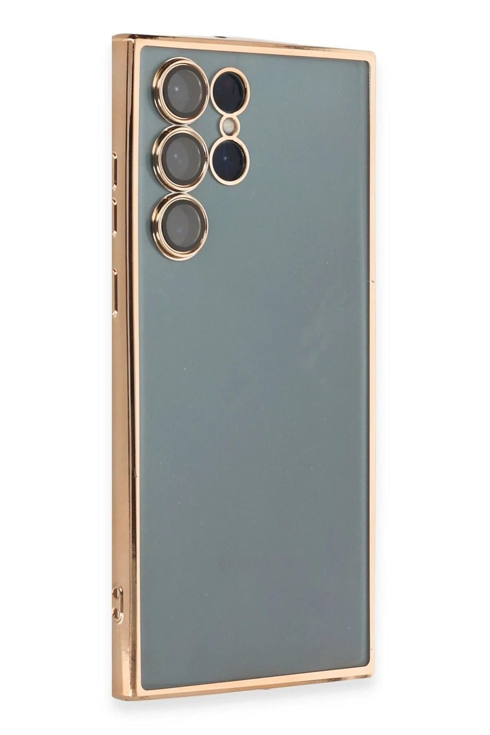 Mey İthalat®  Samsung Galaxy S22 Ultra Kılıf  Lensli Silikon - Gold