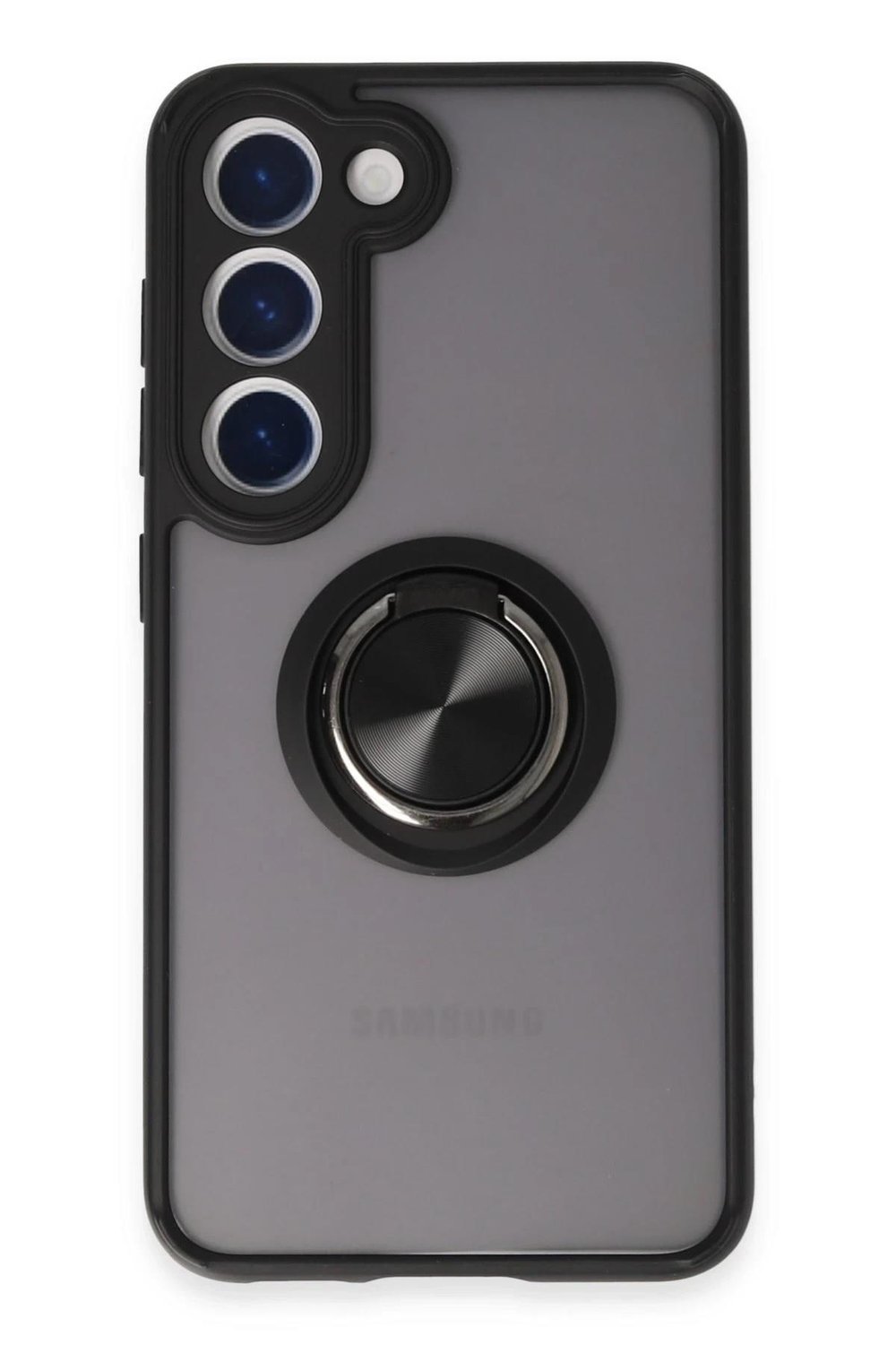 Mey İthalat®  Samsung Galaxy S23 Kılıf Montreal Yüzüklü Silikon Kapak - Siyah