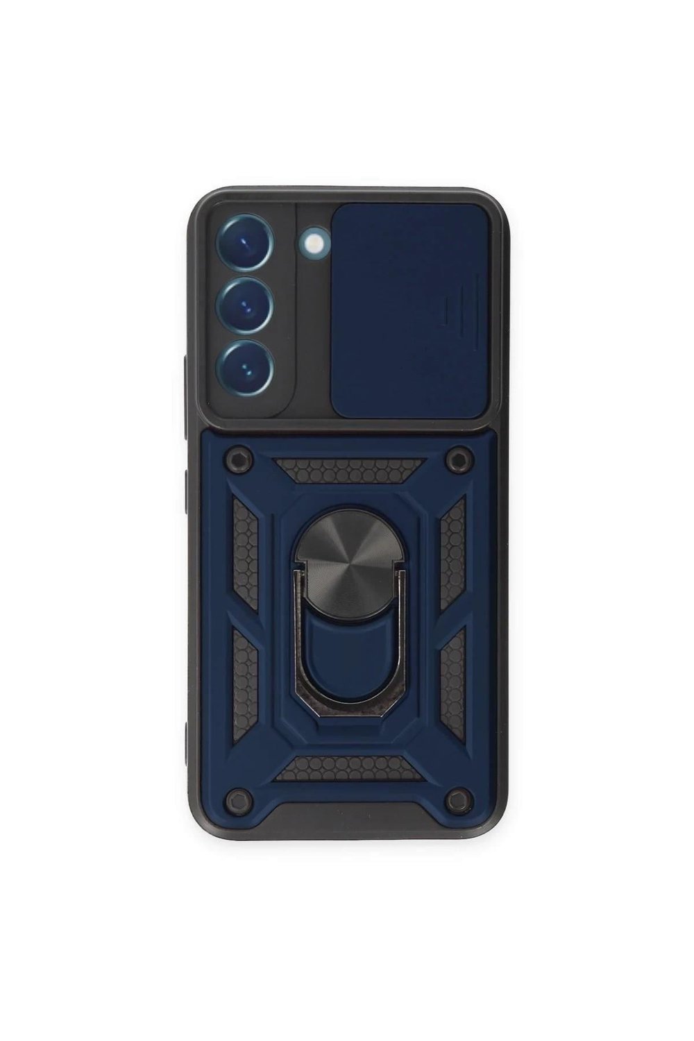Mey İthalat®  Samsung Galaxy S23 Kılıf Pars Lens Yüzüklü Silikon - Lacivert