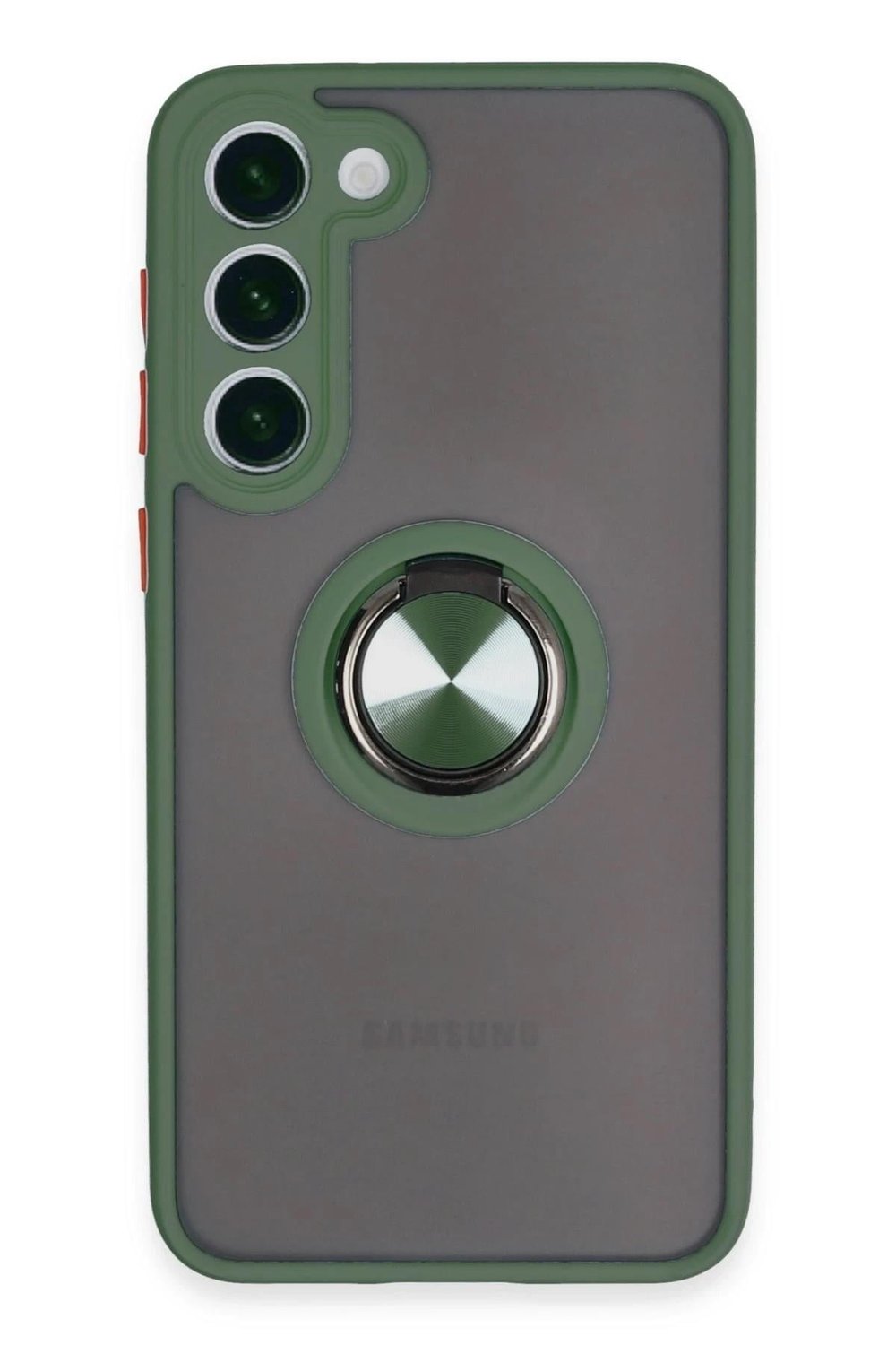 Mey İthalat®  Samsung Galaxy S23 Plus Kılıf Montreal Yüzüklü Silikon Kapak - Yeşil