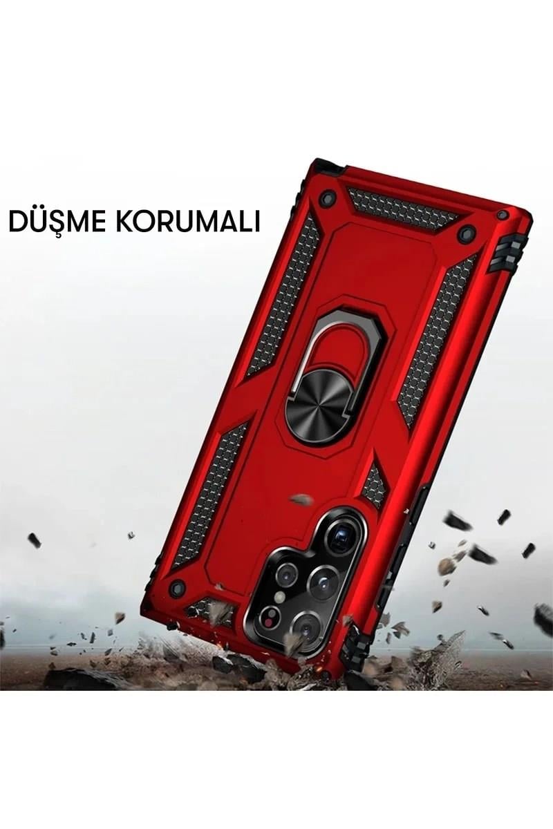 Mey İthalat®  Samsung Galaxy S23 Ultra Kılıf Sofya Yüzüklü Silikon Kapak - Gold