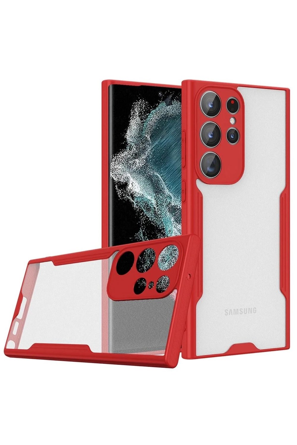 Mey İthalat®  Samsung Galaxy S23 Ultra Kılıf Platin Silikon - Kırmızı