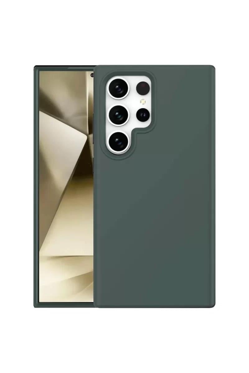 Mey İthalat®  Samsung Galaxy S24 Ultra Kılıf First Silikon - Koyu Yeşil