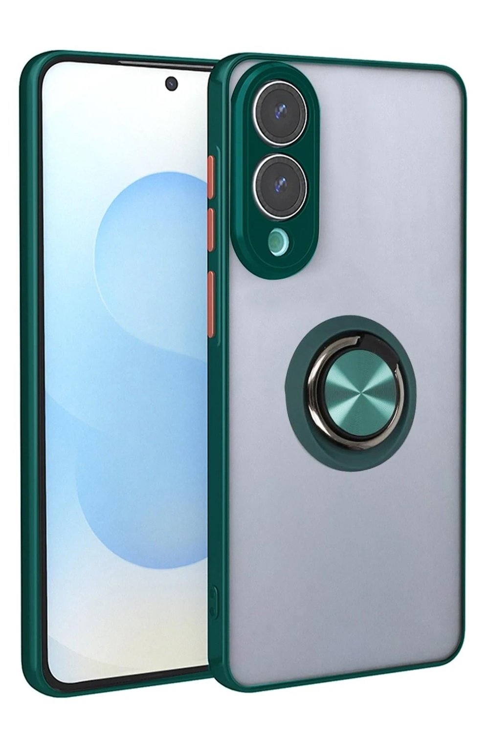 Mey İthalat®  Samsung Galaxy S25 Edge Kılıf Montreal Yüzüklü Silikon Kapak - Yeşil