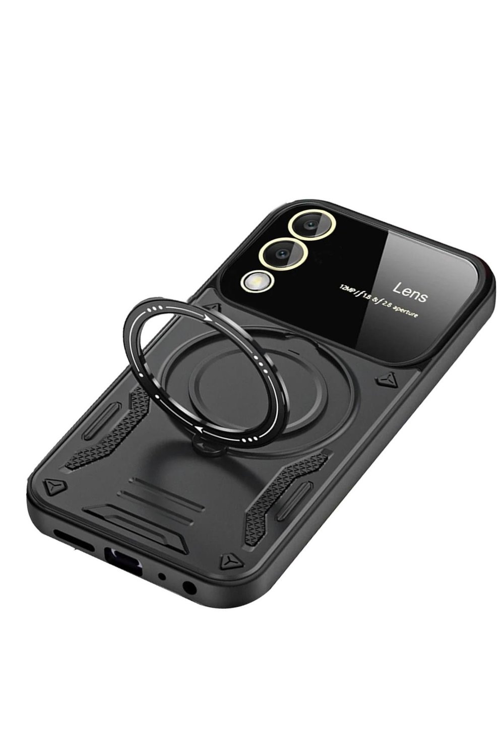 Mey İthalat®  Samsung Galaxy S25 Edge Kılıf Joy Lens Standlı Kapak - Siyah
