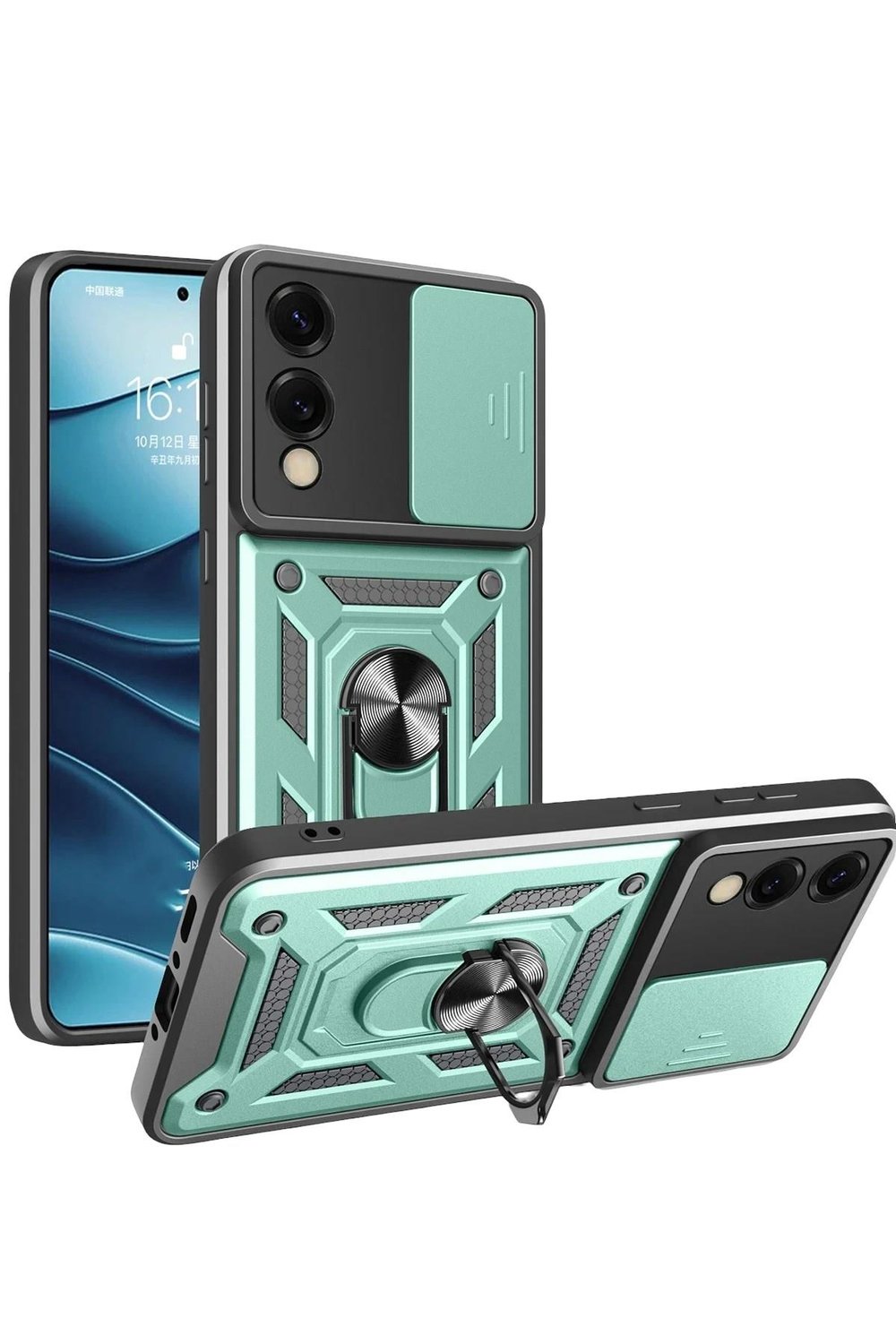Mey İthalat®  Samsung Galaxy S25 Edge Pars Lens Yüzüklü Silikon - Yeşil