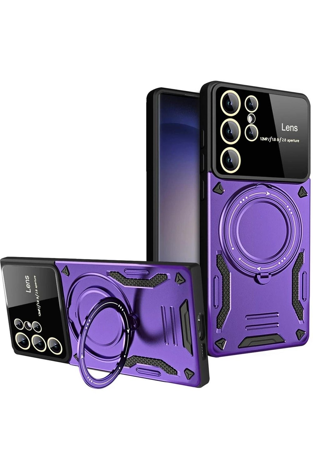 Mey İthalat®  Samsung Galaxy S25 Ultra Kılıf Joy Lens Standlı Kapak - Mor