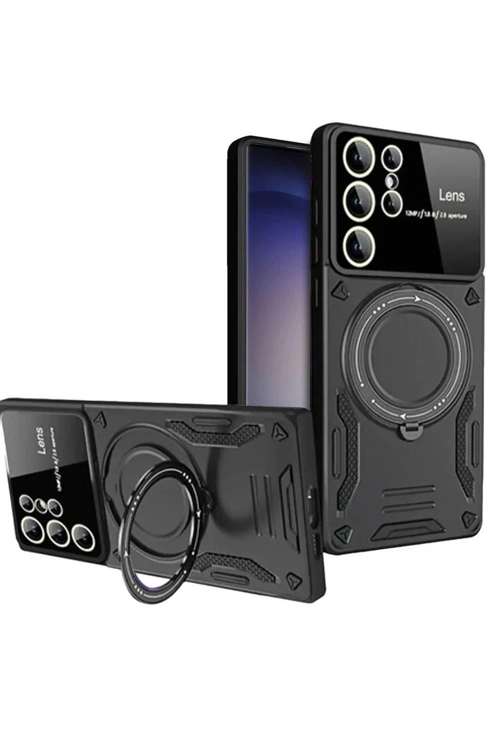 Mey İthalat®  Samsung Galaxy S25 Ultra Kılıf Joy Lens Standlı Kapak - Siyah