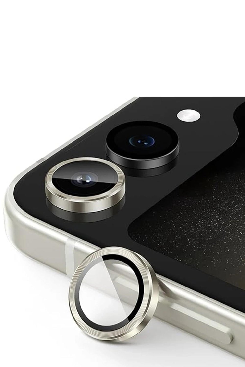 Mey İthalat®  Samsung Galaxy Z Flip 5 Valdez Metal Kamera Lens - Krem
