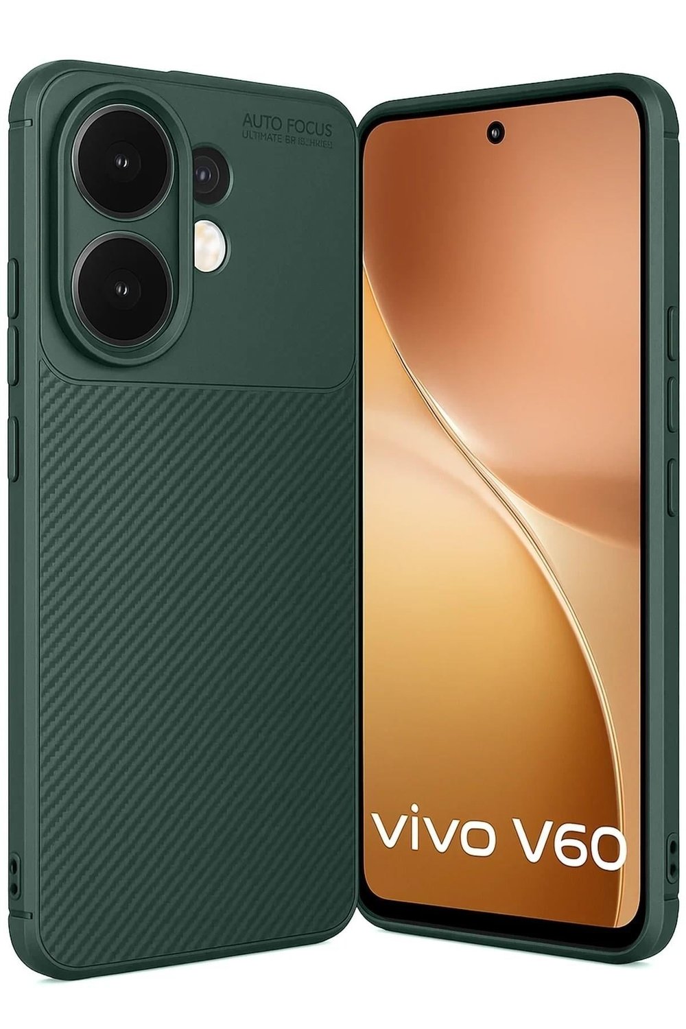 Mey İthalat®  Vivo V60 5G Auto Focus Karbon Kapak - Koyu Yeşil