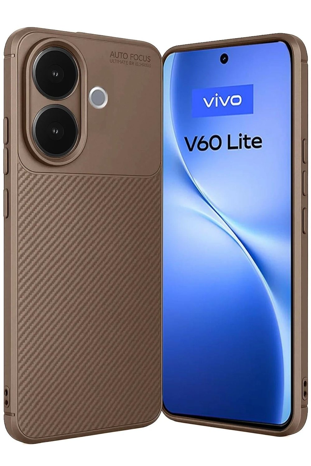 Mey İthalat®  Vivo V60 Lite Auto Focus Karbon Kapak - Kahverengi