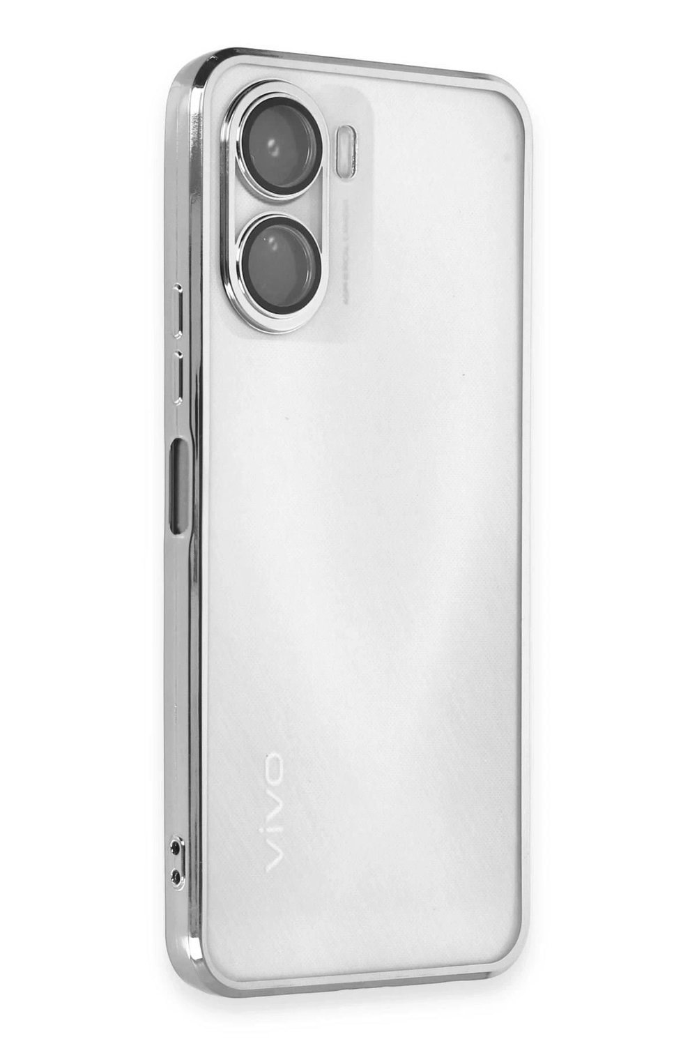 Mey İthalat®  Vivo Y16 Kılıf  Lensli Silikon - Gümüş