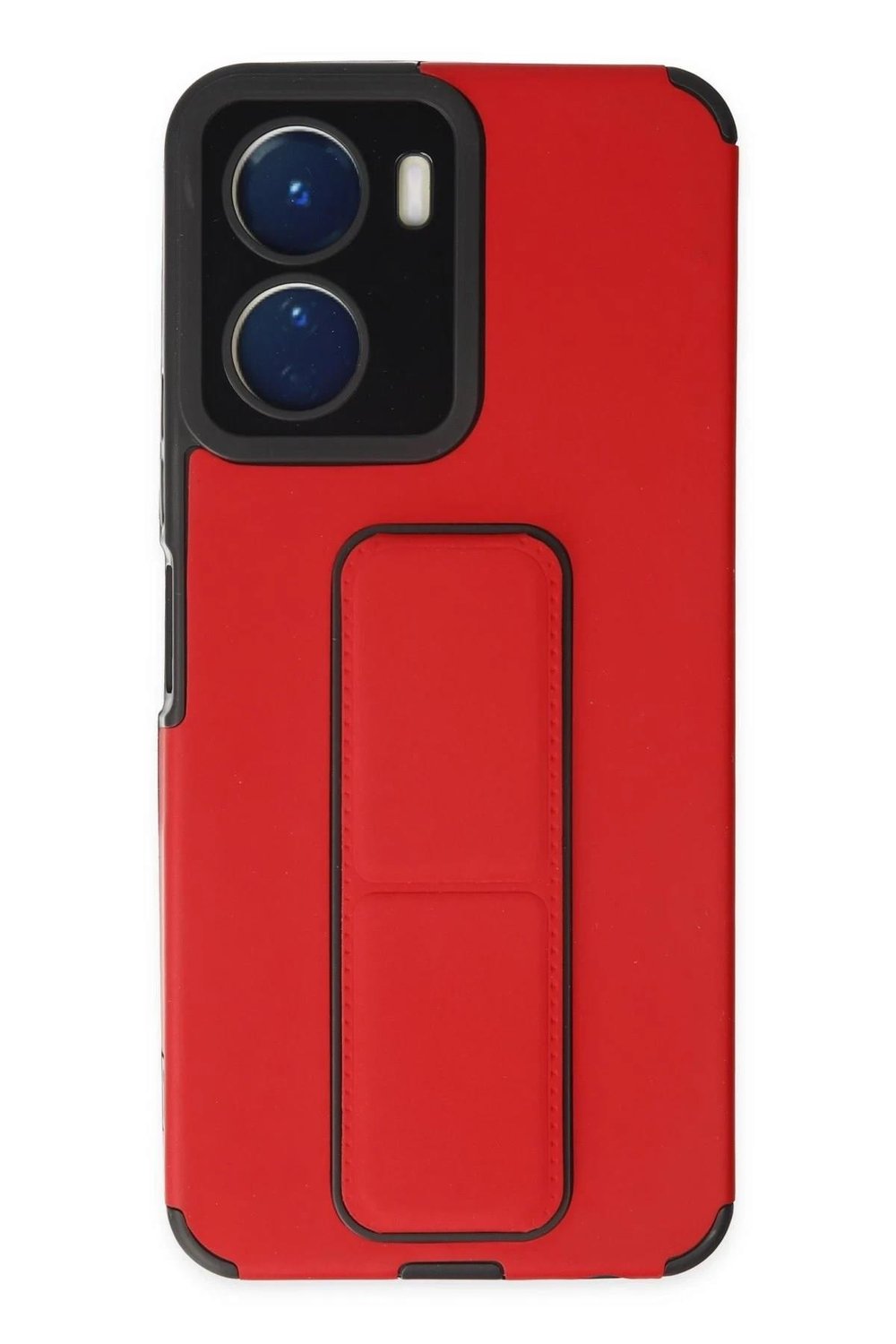 Mey İthalat®  Vivo Y16 Kılıf Mega Standlı Silikon - Kırmızı