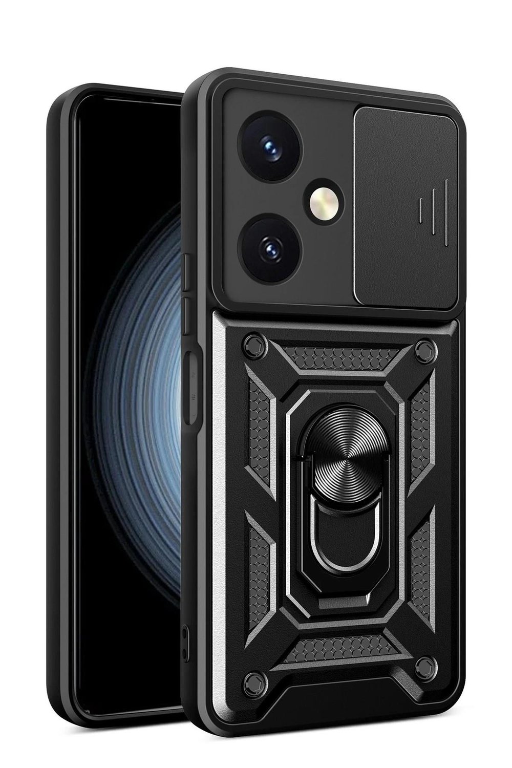 Mey İthalat®  Vivo Y27 Kılıf Pars Lens Yüzüklü Silikon - Siyah