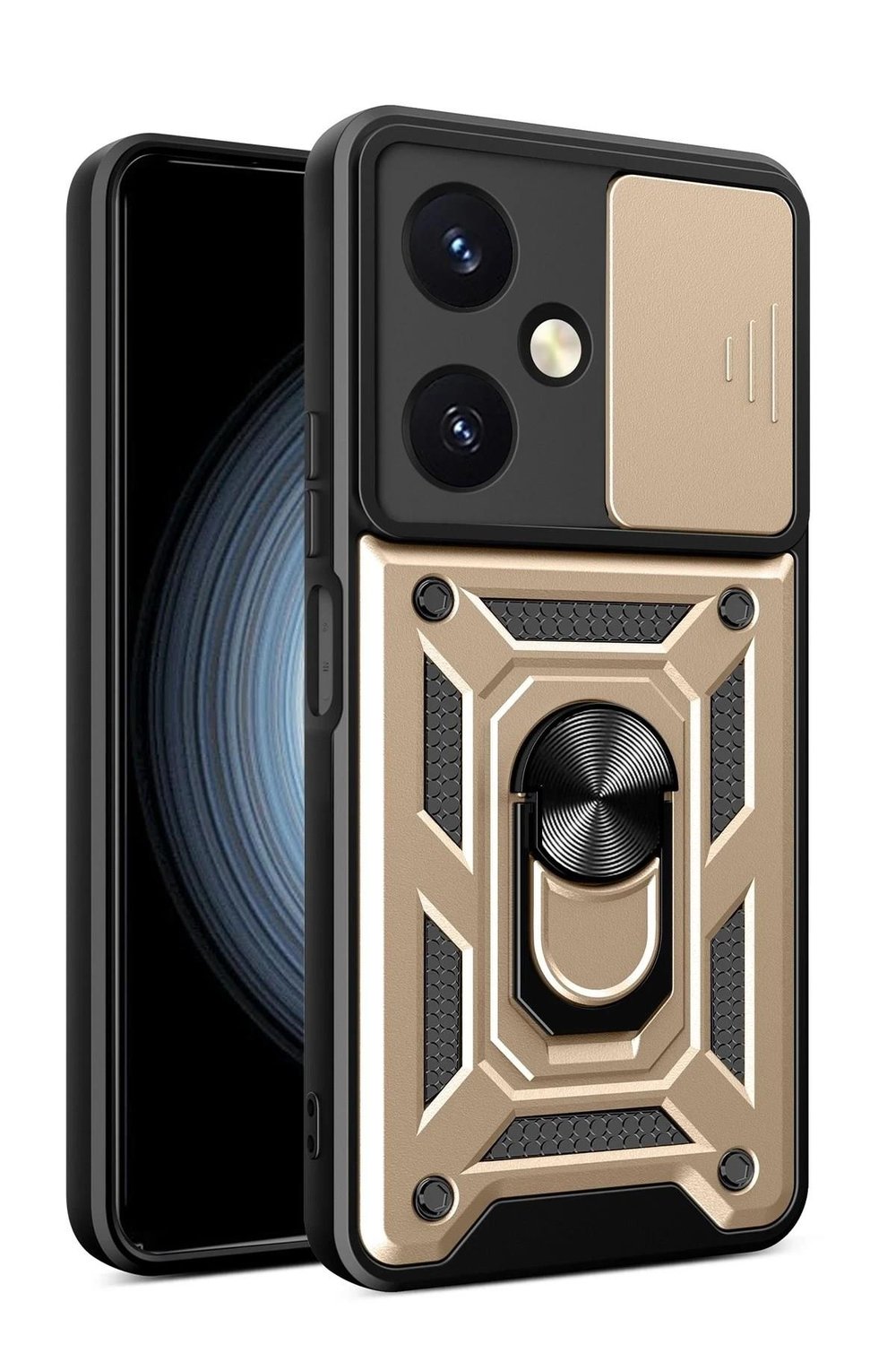 Mey İthalat®  Vivo Y27 Kılıf Pars Lens Yüzüklü Silikon - Gold