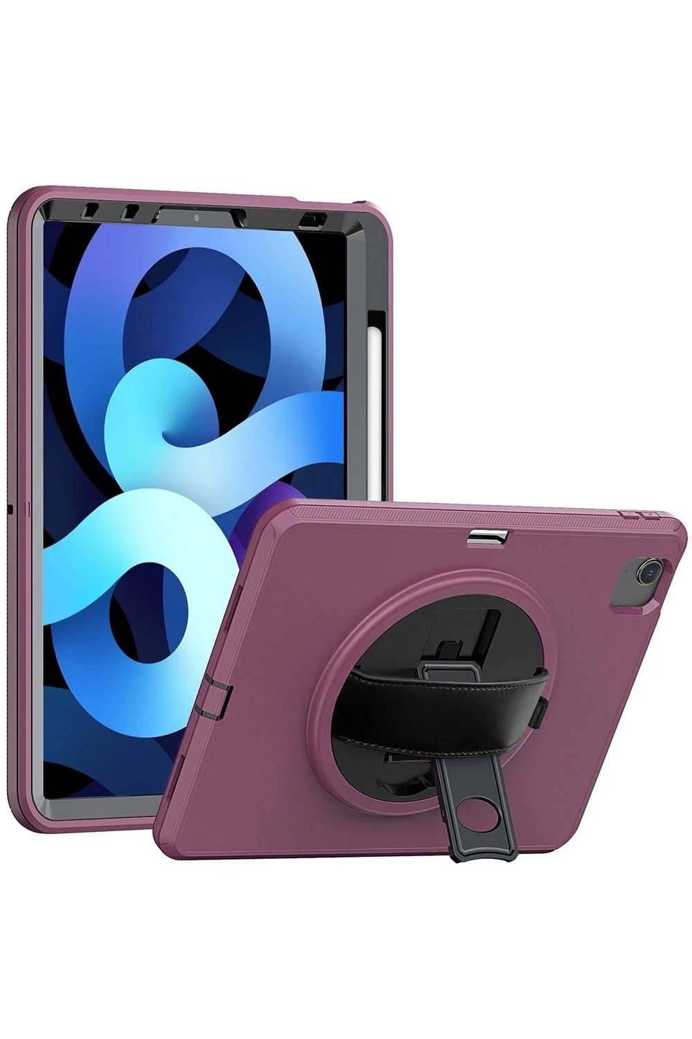 Mey İthalat®  iPad 2022 10.9 (10.nesil) Kılıf Hand Strap Tablet Kılıfı - Mürdüm