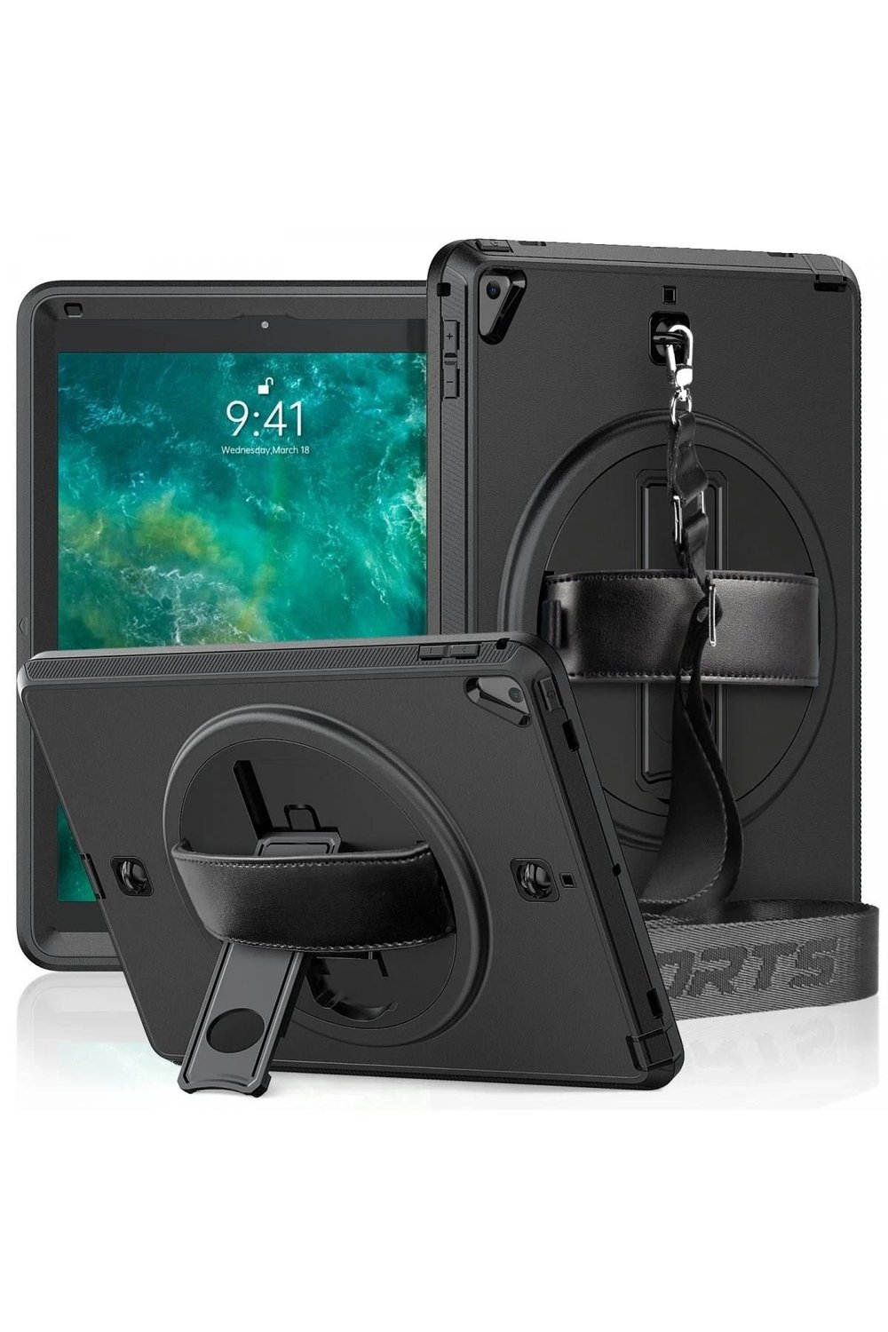 Mey İthalat®  iPad 5 Air 9.7 Kılıf Strap-C Otterbox Tablet Kapak - Siyah