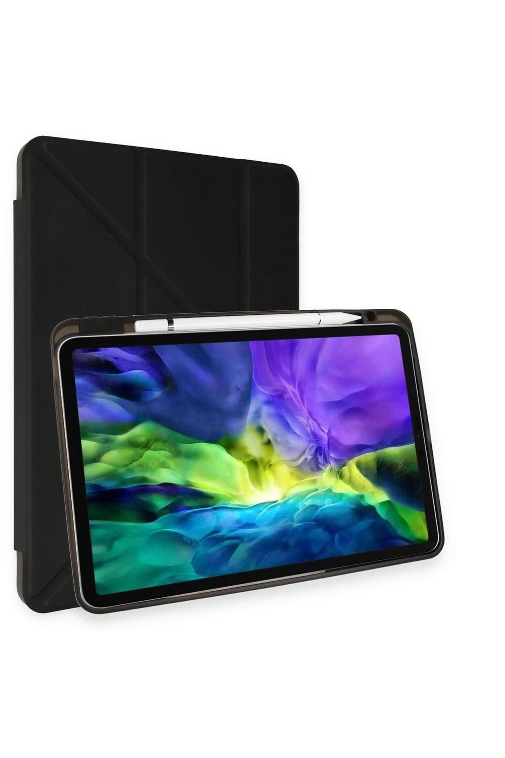 Mey İthalat®  iPad Air 4 10.9 Kılıf Kalemlikli Mars Tablet Kılıfı - Siyah
