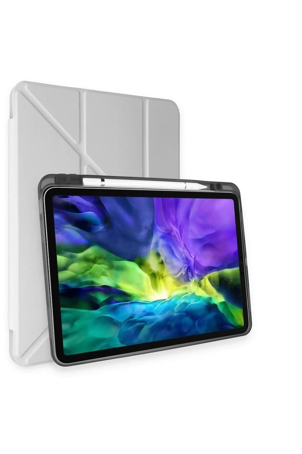 Mey İthalat®  iPad Pro 11 (2024) Kılıf Kalemlikli Mars Tablet Kılıfı - Gri