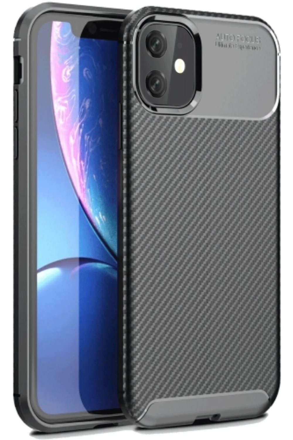 Mey İthalat®  iPhone 11 Kılıf Auto Focus Karbon Kapak - Siyah