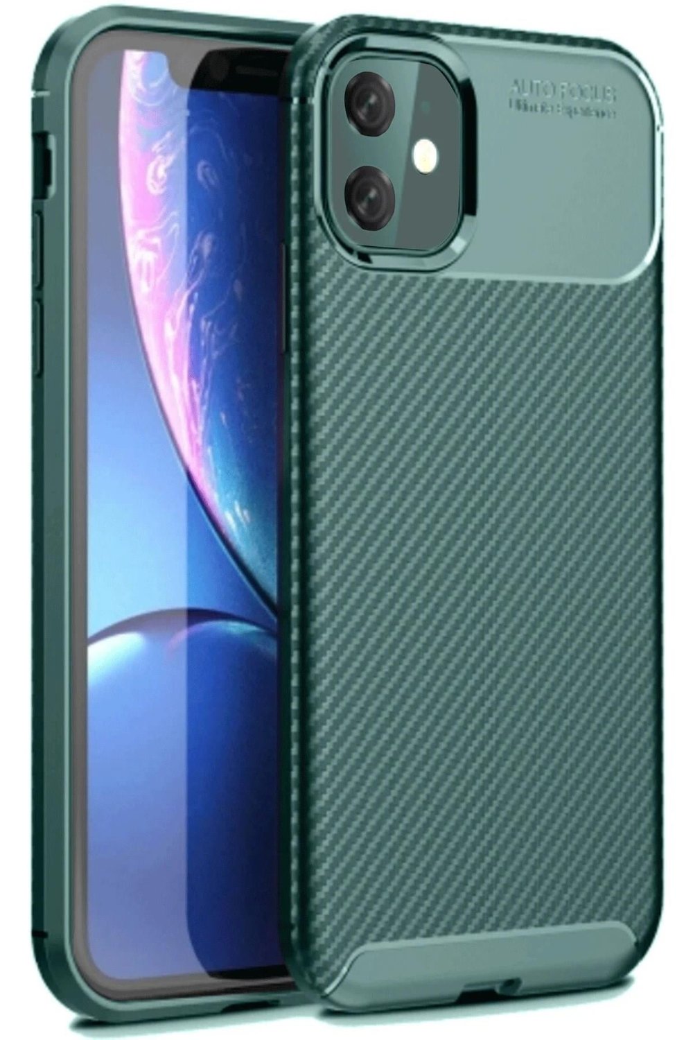 Mey İthalat®  iPhone 11 Kılıf Auto Focus Karbon Kapak - Koyu Yeşil