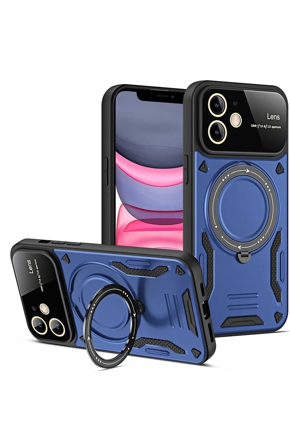 Mey İthalat®  iPhone 11 Kılıf Joy Lens Standlı Kapak - Lacivert