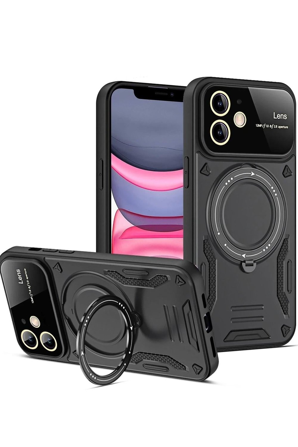 Mey İthalat®  iPhone 11 Kılıf Joy Lens Standlı Kapak - Siyah