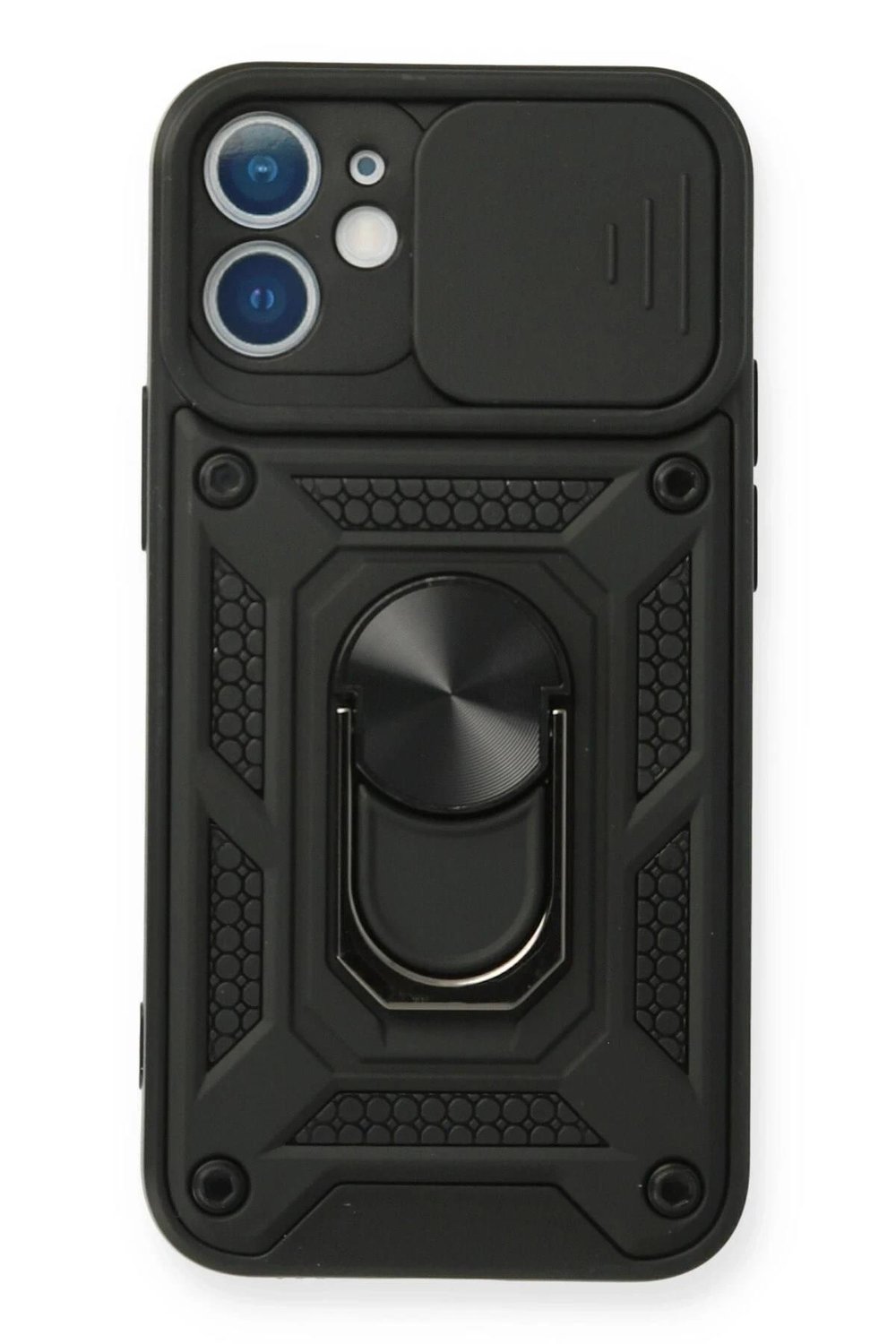Mey İthalat®  iPhone 11 Kılıf Pars Lens Yüzüklü Silikon - Siyah