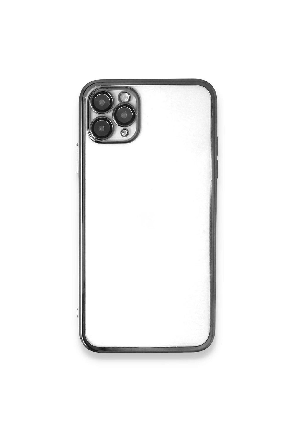 Mey İthalat®  iPhone 11 Pro Kılıf  Lensli Silikon - Gümüş