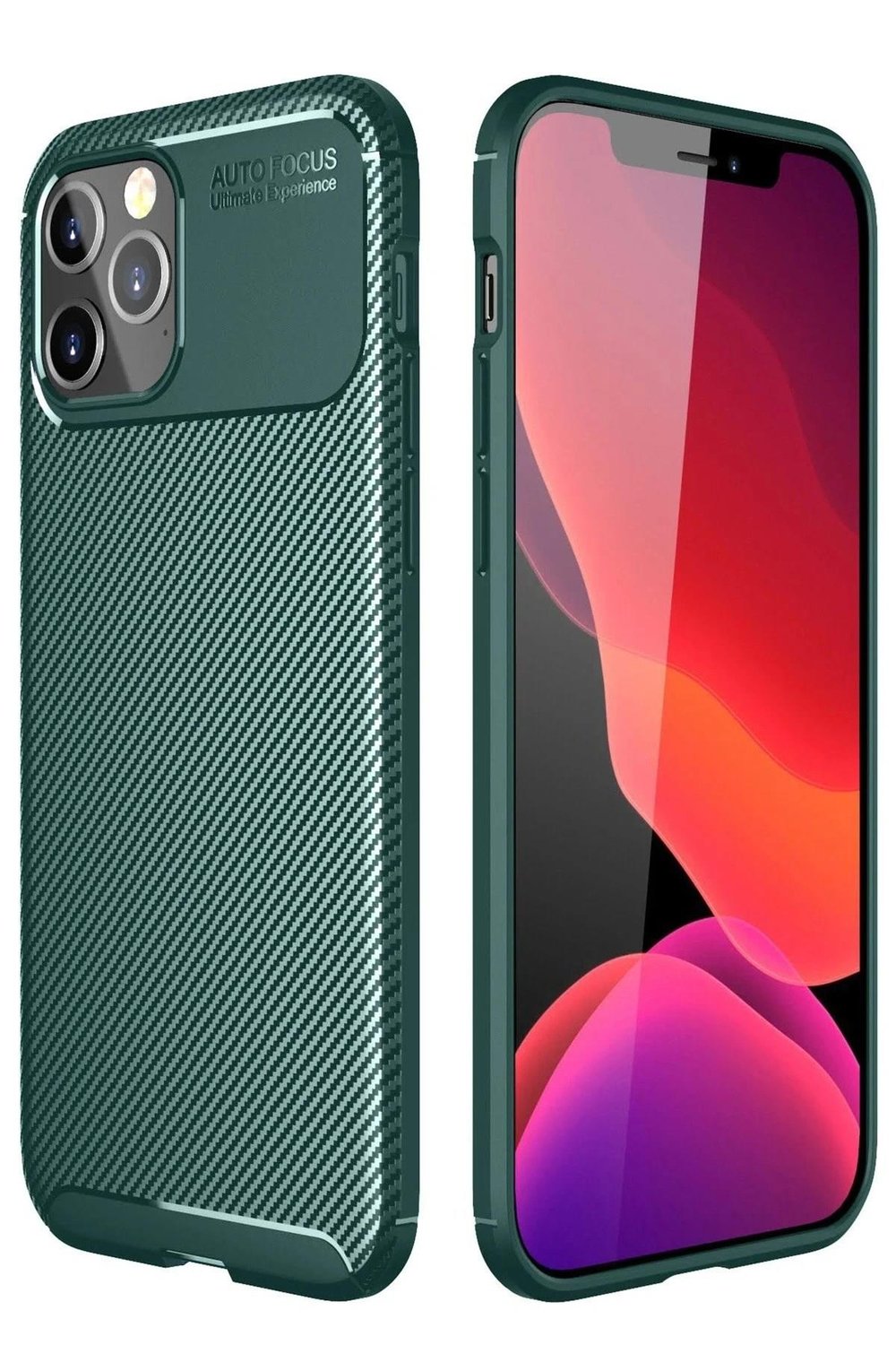 Mey İthalat®  iPhone 11 Pro Kılıf Auto Focus Karbon Kapak - Yeşil