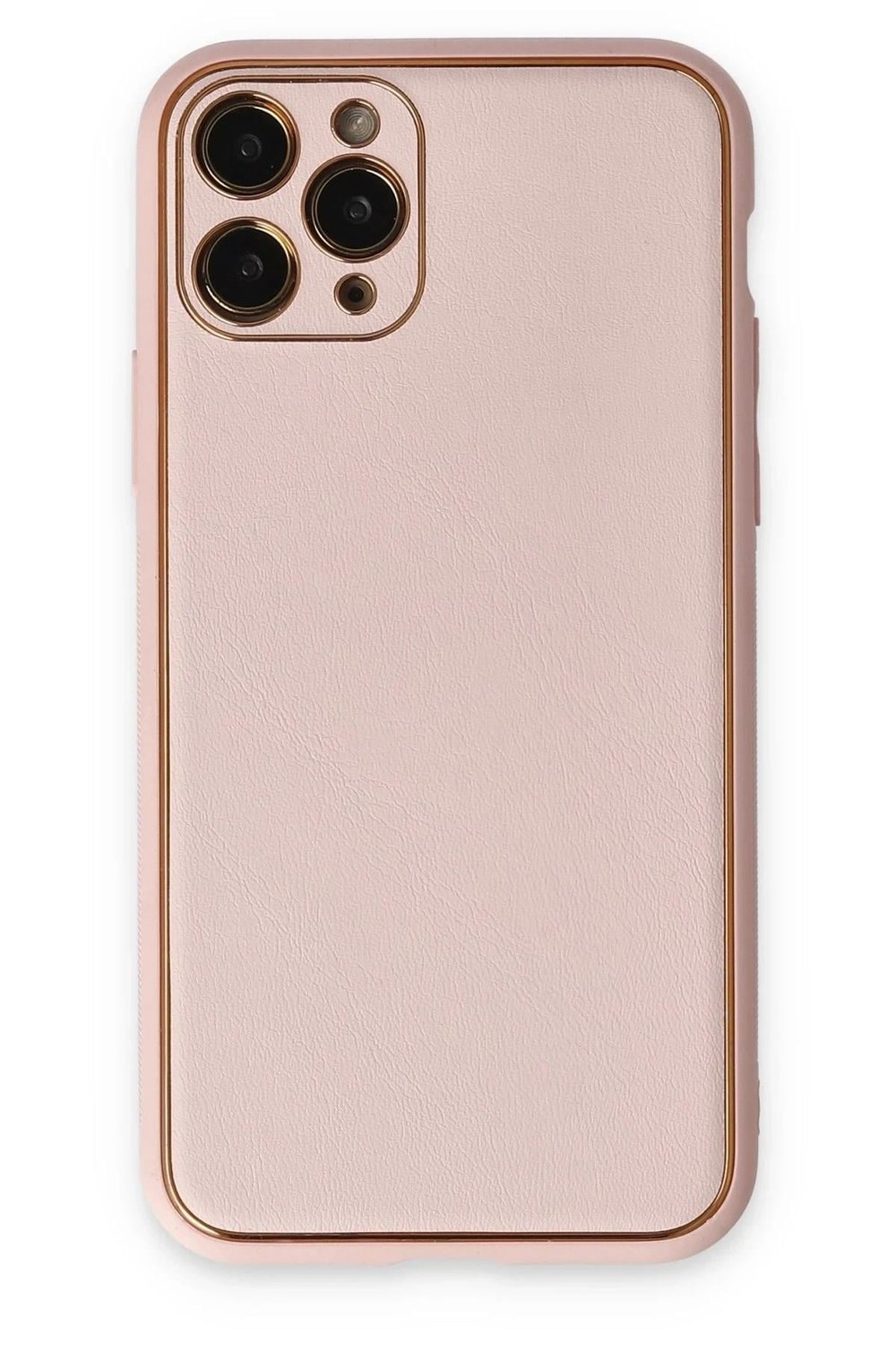 Mey İthalat®  iPhone 11 Pro Kılıf Coco Deri Silikon Kapak - Pudra