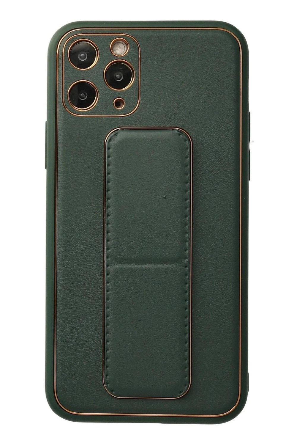 Mey İthalat®  iPhone 11 Pro Kılıf Coco Deri Standlı Kapak - Yeşil