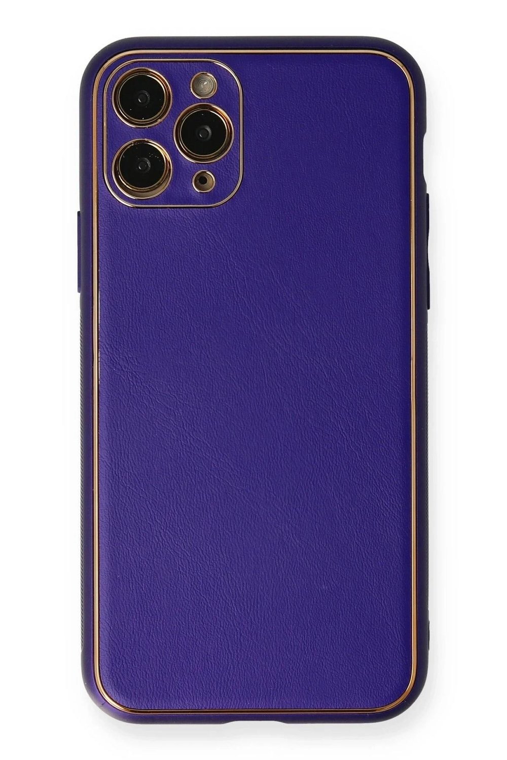 Mey İthalat®  iPhone 11 Pro Kılıf Coco Deri Silikon Kapak - Mor