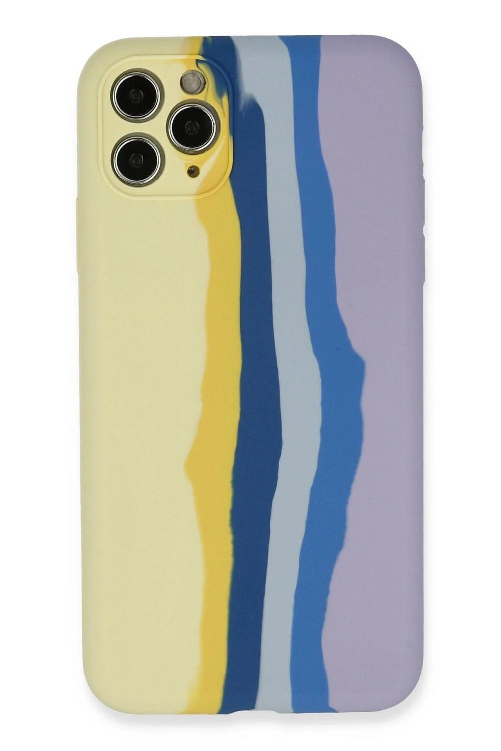 Mey İthalat®  iPhone 11 Pro Kılıf Ebruli Lansman Silikon - Sarı-Lila
