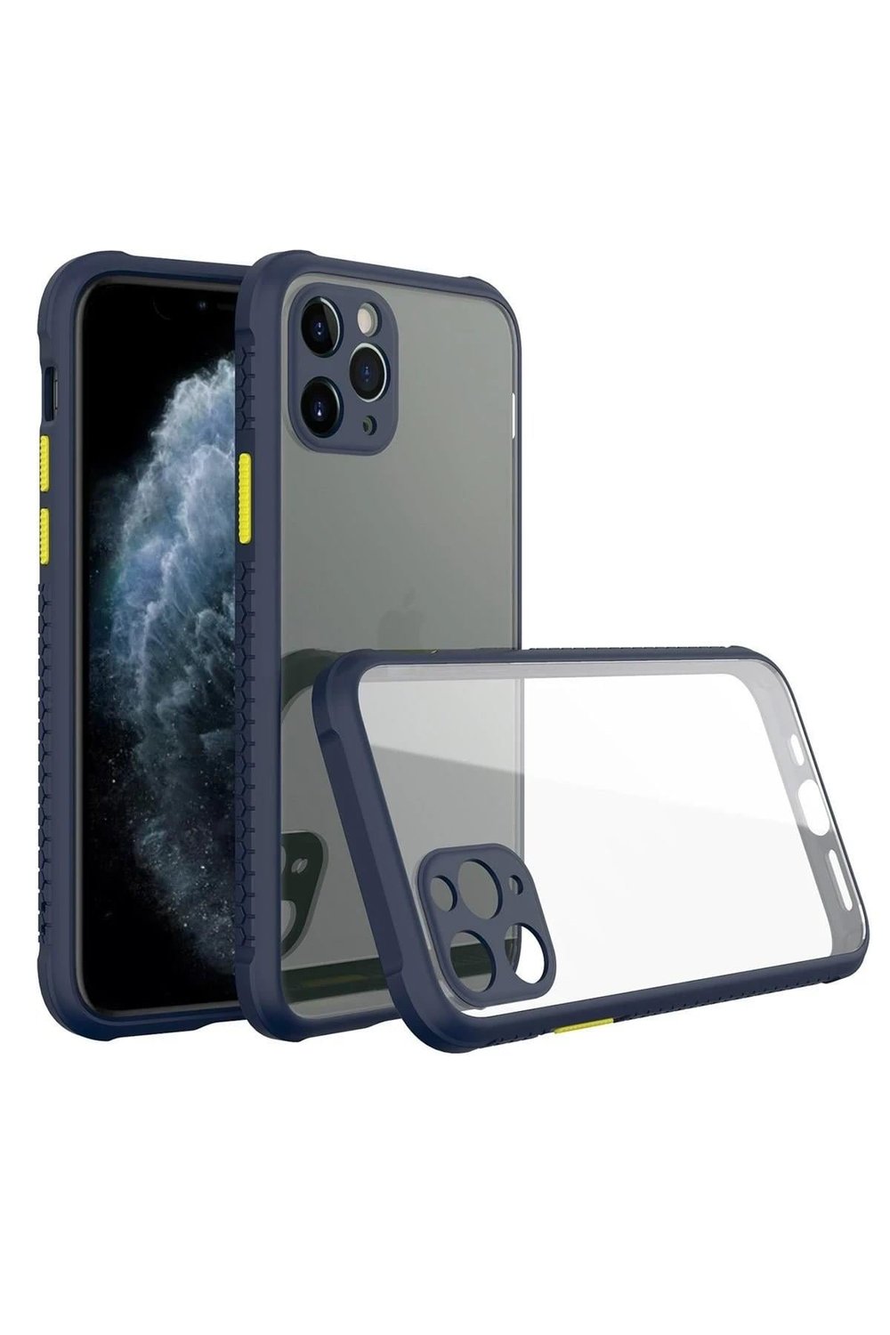 Mey İthalat®  iPhone 11 Pro Kılıf Miami Şeffaf Silikon - Lacivert