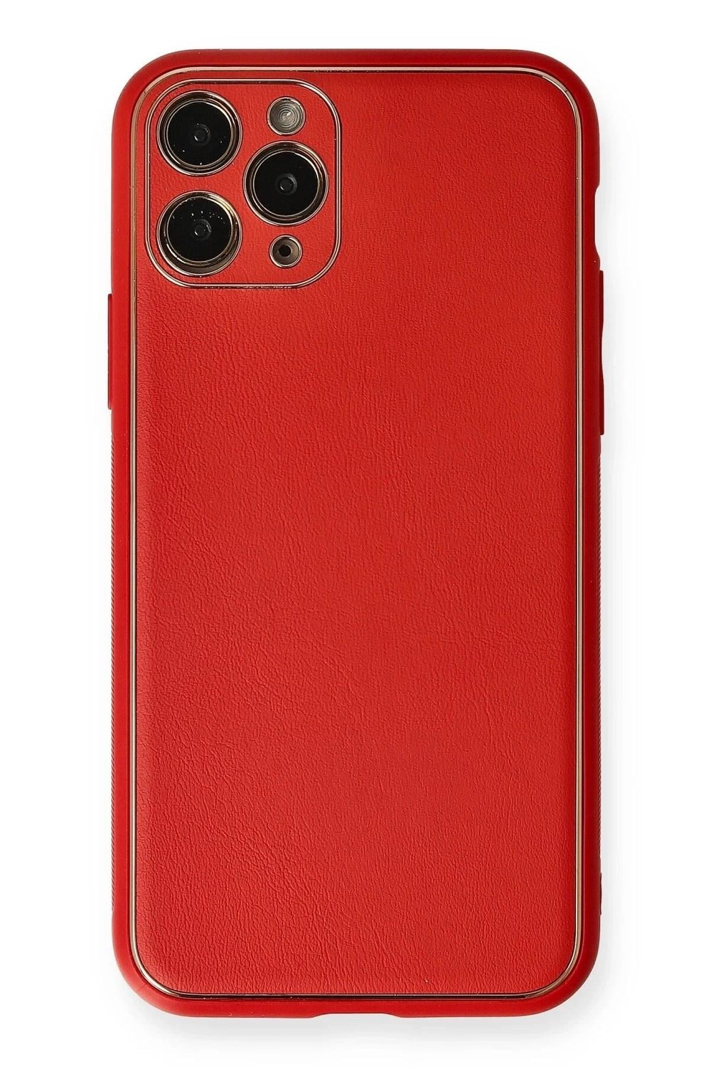 Mey İthalat®  iPhone 11 Pro Max Kılıf Coco Deri Silikon Kapak - Kırmızı