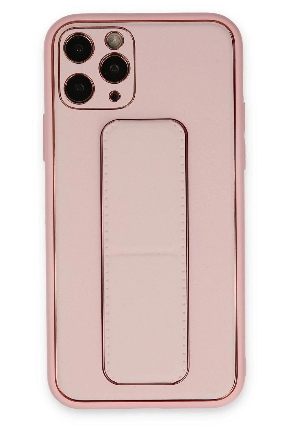 Mey İthalat®  iPhone 11 Pro Max Kılıf Coco Deri Standlı Kapak - Pembe