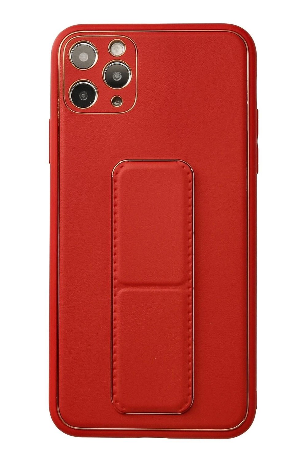 Mey İthalat®  iPhone 11 Pro Max Kılıf Coco Deri Standlı Kapak - Kırmızı