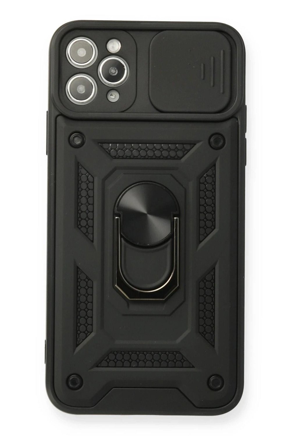 Mey İthalat®  iPhone 11 Pro Max Kılıf Pars Lens Yüzüklü Silikon - Siyah