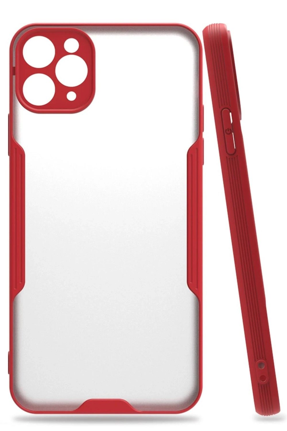 Mey İthalat®  iPhone 11 Pro Max Kılıf Platin Silikon - Kırmızı