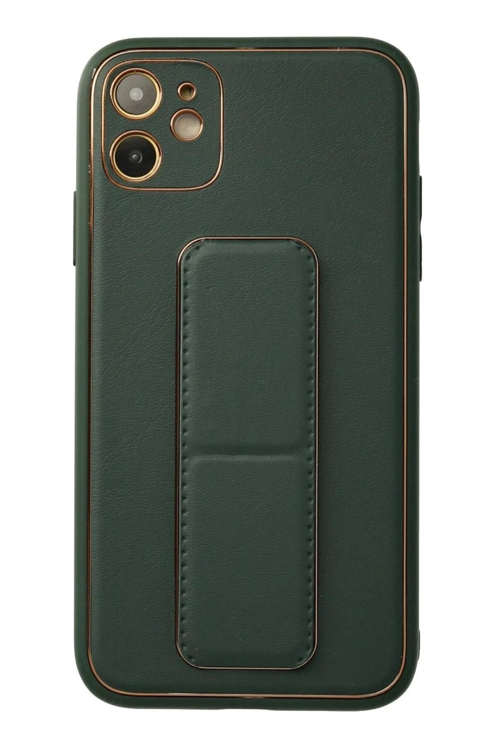 Mey İthalat®  iPhone 12 Kılıf Coco Deri Standlı Kapak - Yeşil