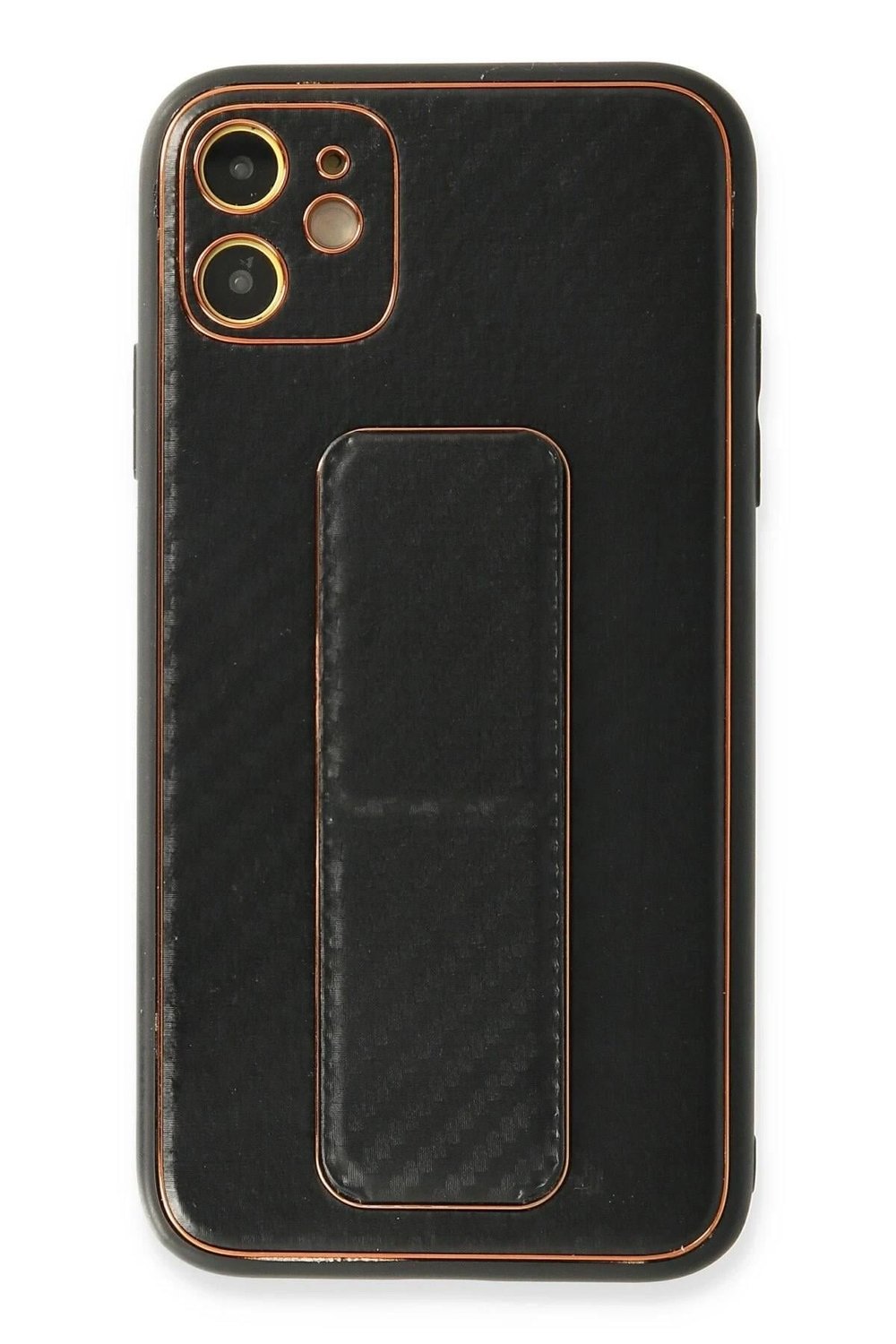 Mey İthalat®  iPhone 12 Kılıf Coco Karbon Standlı Kapak - Siyah