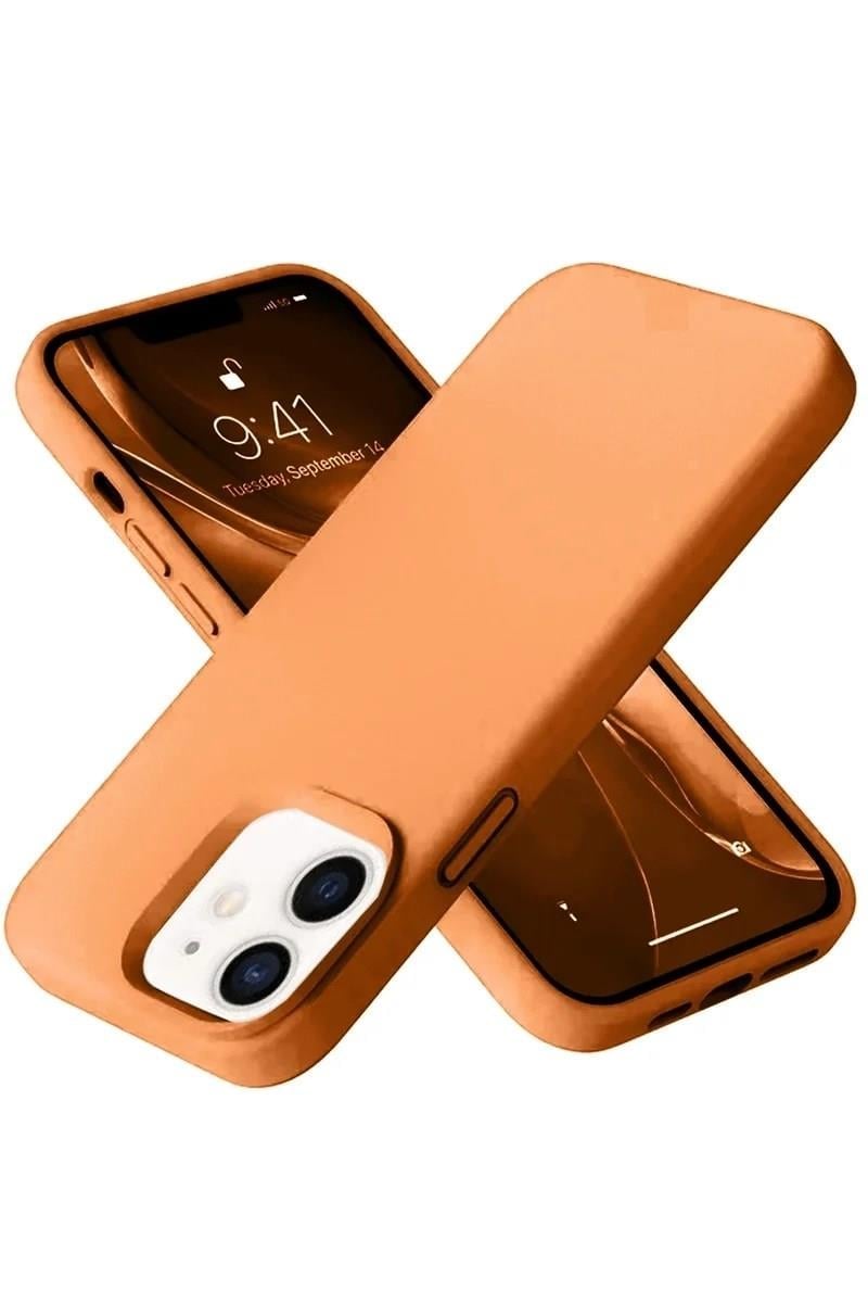 Mey İthalat®  iPhone 12 Kılıf Nano içi Kadife Silikon - Turuncu