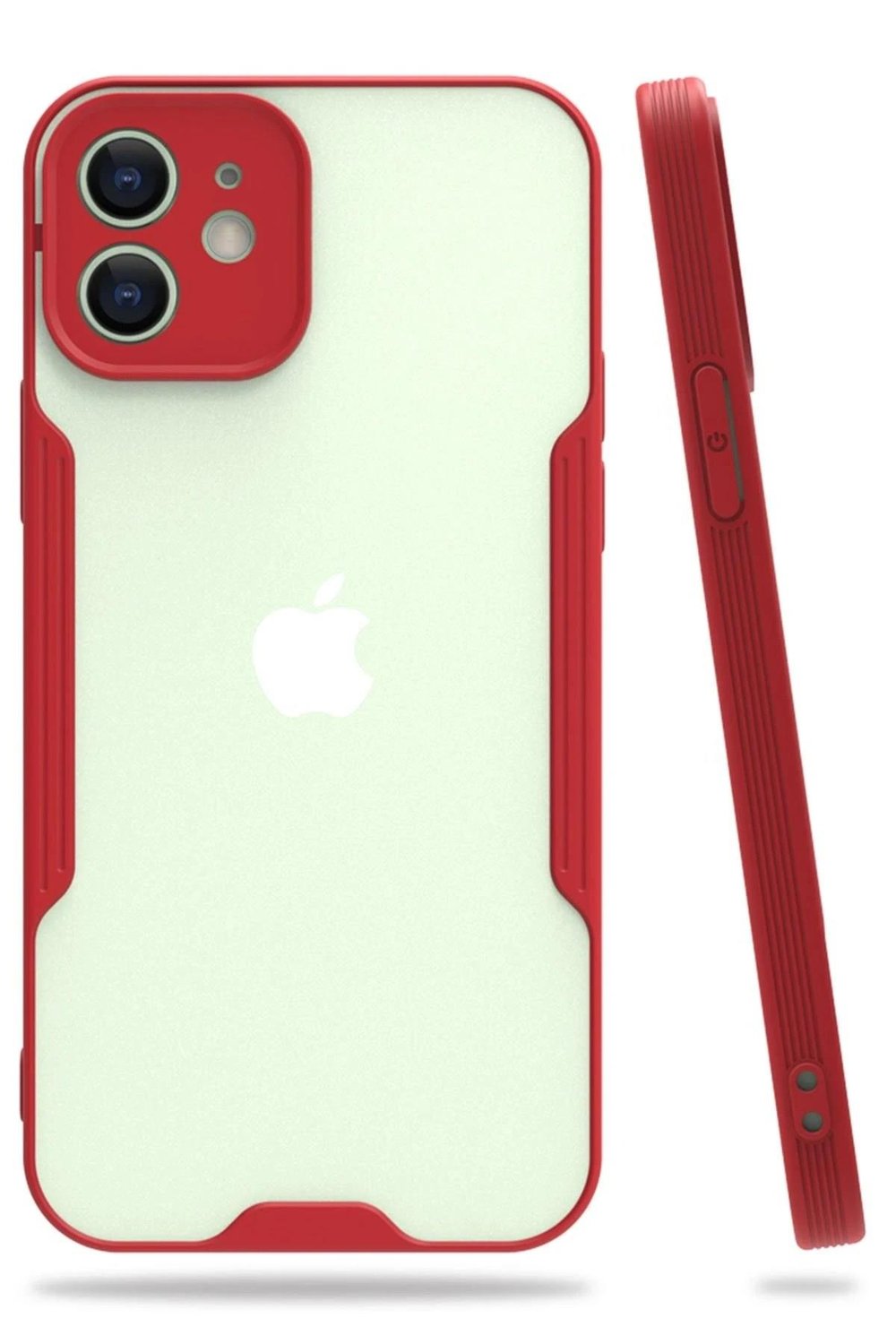Mey İthalat®  iPhone 12 Kılıf Platin Silikon - Kırmızı