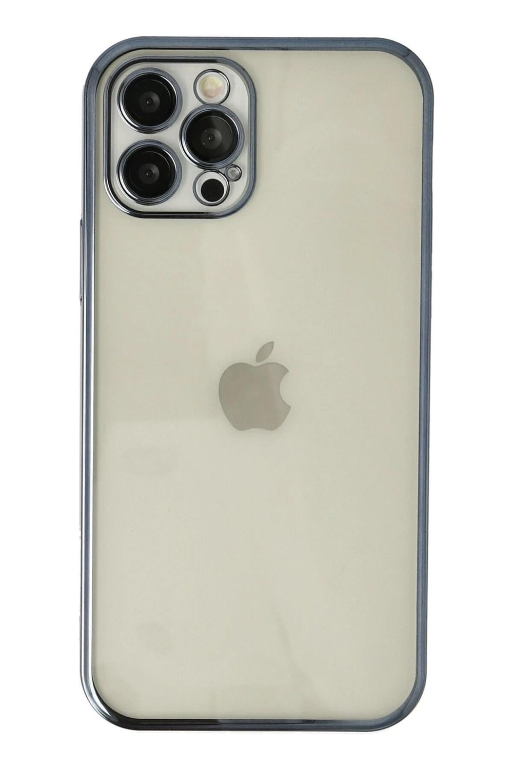 Mey İthalat®  iPhone 12 Pro Kılıf  Lensli Silikon - Lacivert