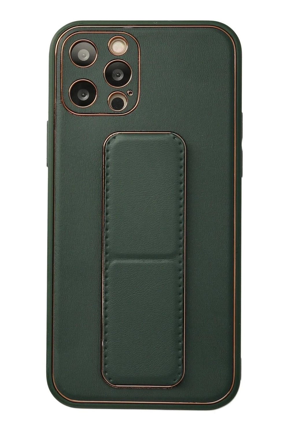 Mey İthalat®  iPhone 12 Pro Kılıf Coco Deri Standlı Kapak - Yeşil