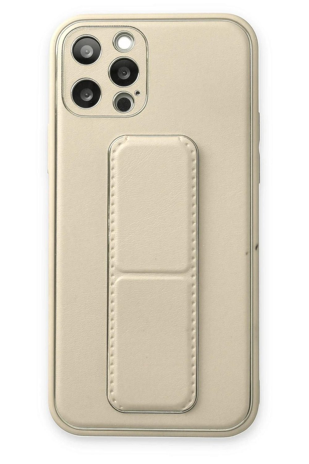 Mey İthalat®  iPhone 12 Pro Kılıf Coco Deri Standlı Kapak - Beyaz